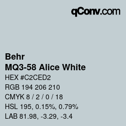 Color code: Behr - MQ3-58 Alice White | qconv.com