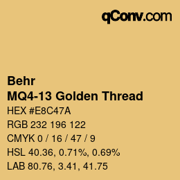 カラーコード: Behr - MQ4-13 Golden Thread | qconv.com