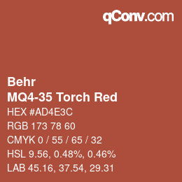 Code couleur: Behr - MQ4-35 Torch Red | qconv.com