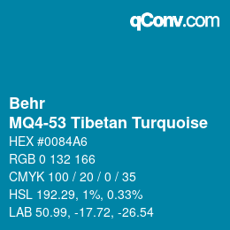 Farbcode: Behr - MQ4-53 Tibetan Turquoise | qconv.com