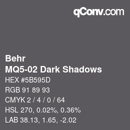 Color code: Behr - MQ5-02 Dark Shadows | qconv.com