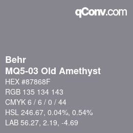 カラーコード: Behr - MQ5-03 Old Amethyst | qconv.com