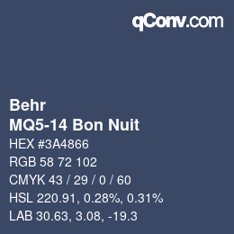 カラーコード: Behr - MQ5-14 Bon Nuit | qconv.com