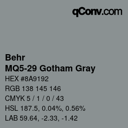 カラーコード: Behr - MQ5-29 Gotham Gray | qconv.com