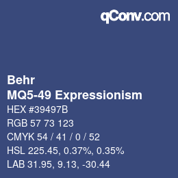 Color code: Behr - MQ5-49 Expressionism | qconv.com