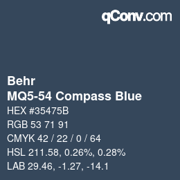 Code couleur: Behr - MQ5-54 Compass Blue | qconv.com