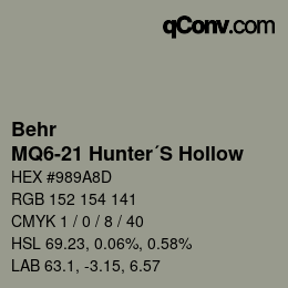 Color code: Behr - MQ6-21 Hunter´S Hollow | qconv.com