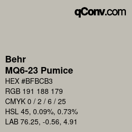 Color code: Behr - MQ6-23 Pumice | qconv.com