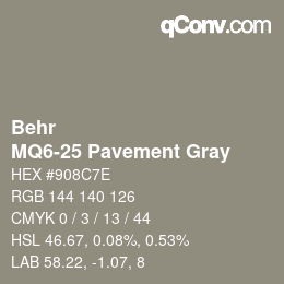 カラーコード: Behr - MQ6-25 Pavement Gray | qconv.com