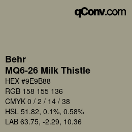 カラーコード: Behr - MQ6-26 Milk Thistle | qconv.com