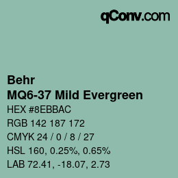 カラーコード: Behr - MQ6-37 Mild Evergreen | qconv.com