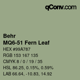カラーコード: Behr - MQ6-51 Fern Leaf | qconv.com