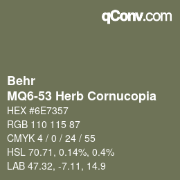 カラーコード: Behr - MQ6-53 Herb Cornucopia | qconv.com