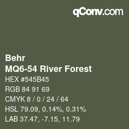 カラーコード: Behr - MQ6-54 River Forest | qconv.com