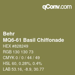 Code couleur: Behr - MQ6-61 Basil Chiffonade | qconv.com