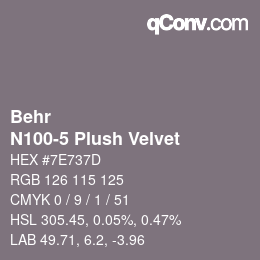 Código de color: Behr - N100-5 Plush Velvet | qconv.com