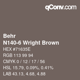 Color code: Behr - N140-6 Wright Brown | qconv.com