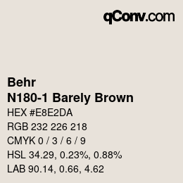 Code couleur: Behr - N180-1 Barely Brown | qconv.com