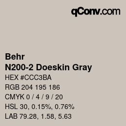 Farbcode: Behr - N200-2 Doeskin Gray | qconv.com