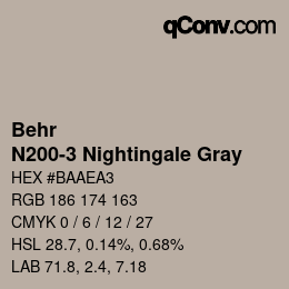 カラーコード: Behr - N200-3 Nightingale Gray | qconv.com
