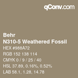 Color code: Behr - N310-5 Weathered Fossil | qconv.com