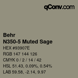 カラーコード: Behr - N350-5 Muted Sage | qconv.com