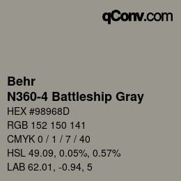 Color code: Behr - N360-4 Battleship Gray | qconv.com