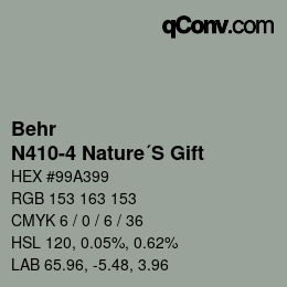 颜色代码: Behr - N410-4 Nature´S Gift | qconv.com