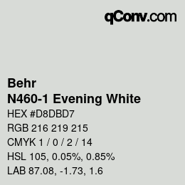 カラーコード: Behr - N460-1 Evening White | qconv.com
