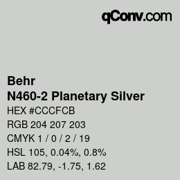 カラーコード: Behr - N460-2 Planetary Silver | qconv.com