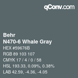 カラーコード: Behr - N470-6 Whale Gray | qconv.com