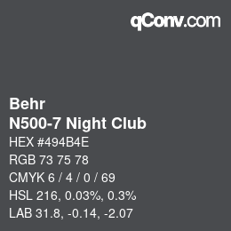 カラーコード: Behr - N500-7 Night Club | qconv.com