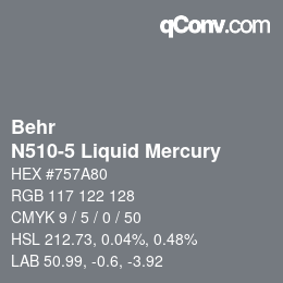 カラーコード: Behr - N510-5 Liquid Mercury | qconv.com