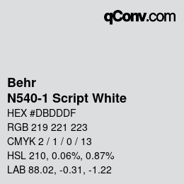 Color code: Behr - N540-1 Script White | qconv.com