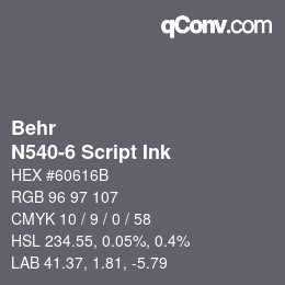 Código de color: Behr - N540-6 Script Ink | qconv.com