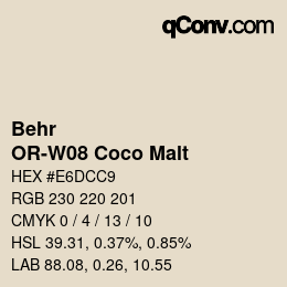 カラーコード: Behr - OR-W08 Coco Malt | qconv.com