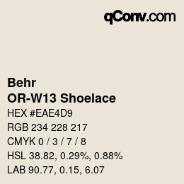 カラーコード: Behr - OR-W13 Shoelace | qconv.com