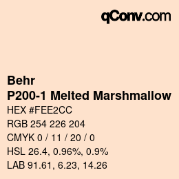 カラーコード: Behr - P200-1 Melted Marshmallow | qconv.com