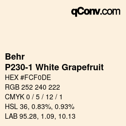 Código de color: Behr - P230-1 White Grapefruit | qconv.com