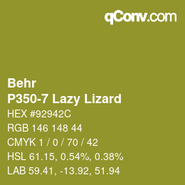 Código de color: Behr - P350-7 Lazy Lizard | qconv.com
