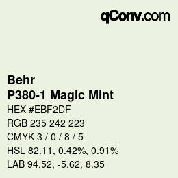 カラーコード: Behr - P380-1 Magic Mint | qconv.com