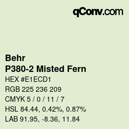 カラーコード: Behr - P380-2 Misted Fern | qconv.com