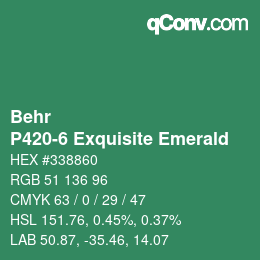 カラーコード: Behr - P420-6 Exquisite Emerald | qconv.com