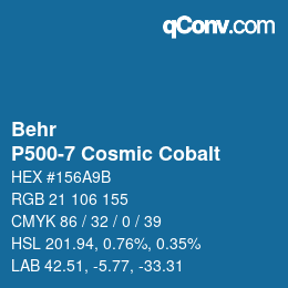 Color code: Behr - P500-7 Cosmic Cobalt | qconv.com