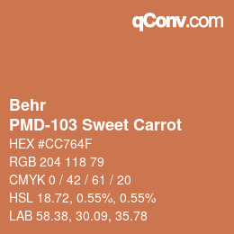 Color code: Behr - PMD-103 Sweet Carrot | qconv.com