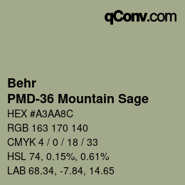 Color code: Behr - PMD-36 Mountain Sage | qconv.com