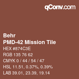 Farbcode: Behr - PMD-42 Mission Tile | qconv.com