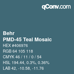 Code couleur: Behr - PMD-45 Teal Mosaic | qconv.com