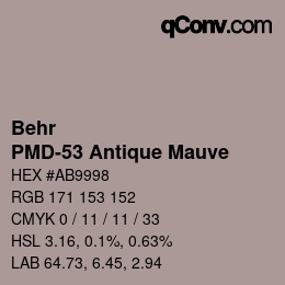 Code couleur: Behr - PMD-53 Antique Mauve | qconv.com