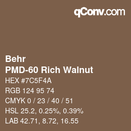 Color code: Behr - PMD-60 Rich Walnut | qconv.com